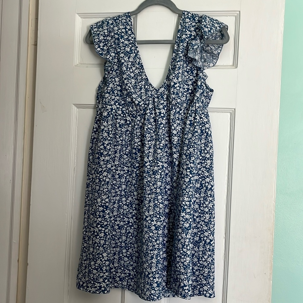 Floral baby doll dress with ruffle sleeve